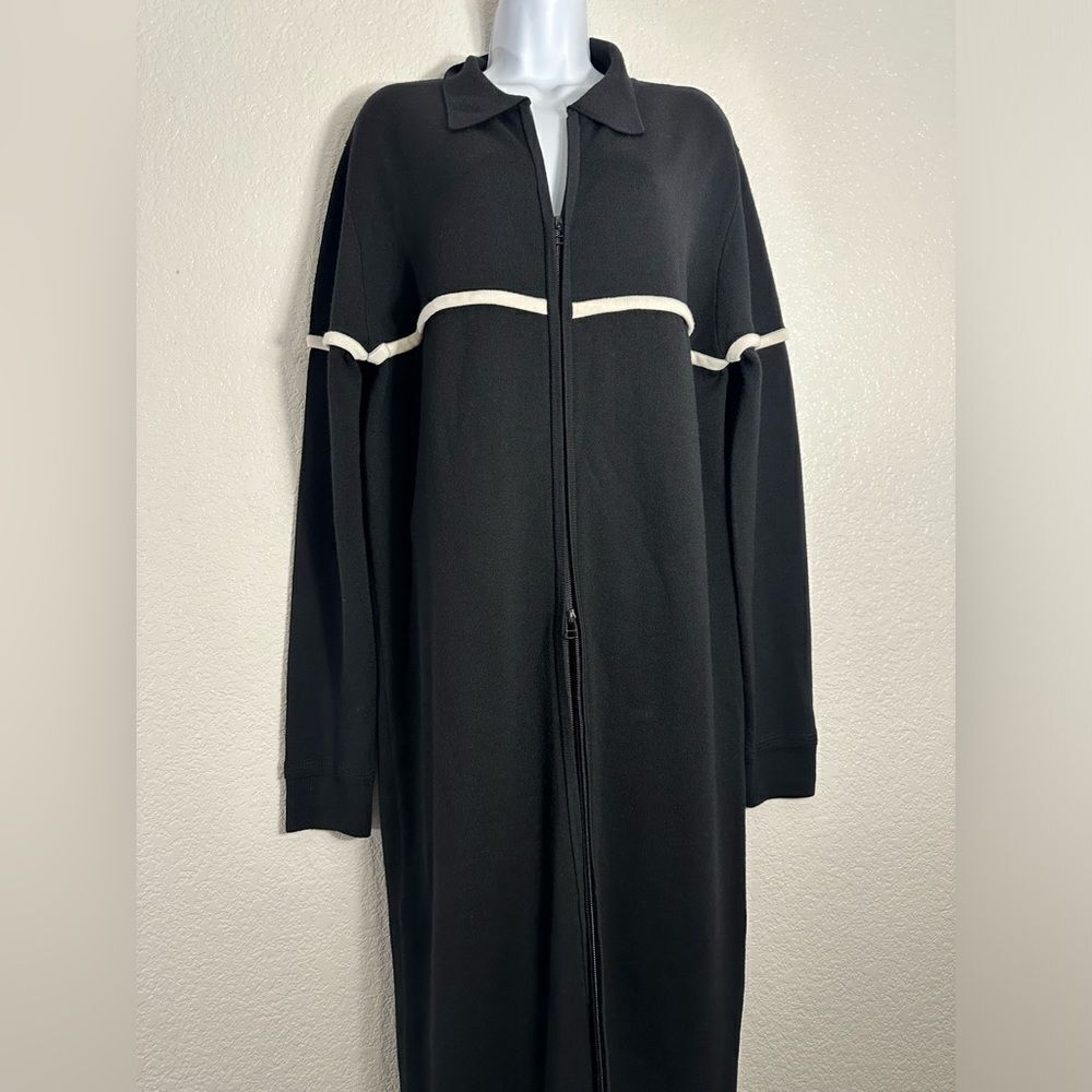 Moussy‎ Studiowear Double Zip Wool Blend Black Sweater Dress Jacket Monochrome - Picture 2 of 8